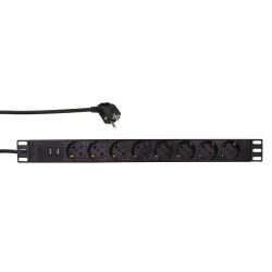 LogiLink PDU8C02 unité de distribution d'énergie 8 sortie(s) CA 1U Noir