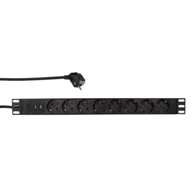 LogiLink PDU8C02 unité de distribution d'énergie 8 sortie(s) CA 1U Noir