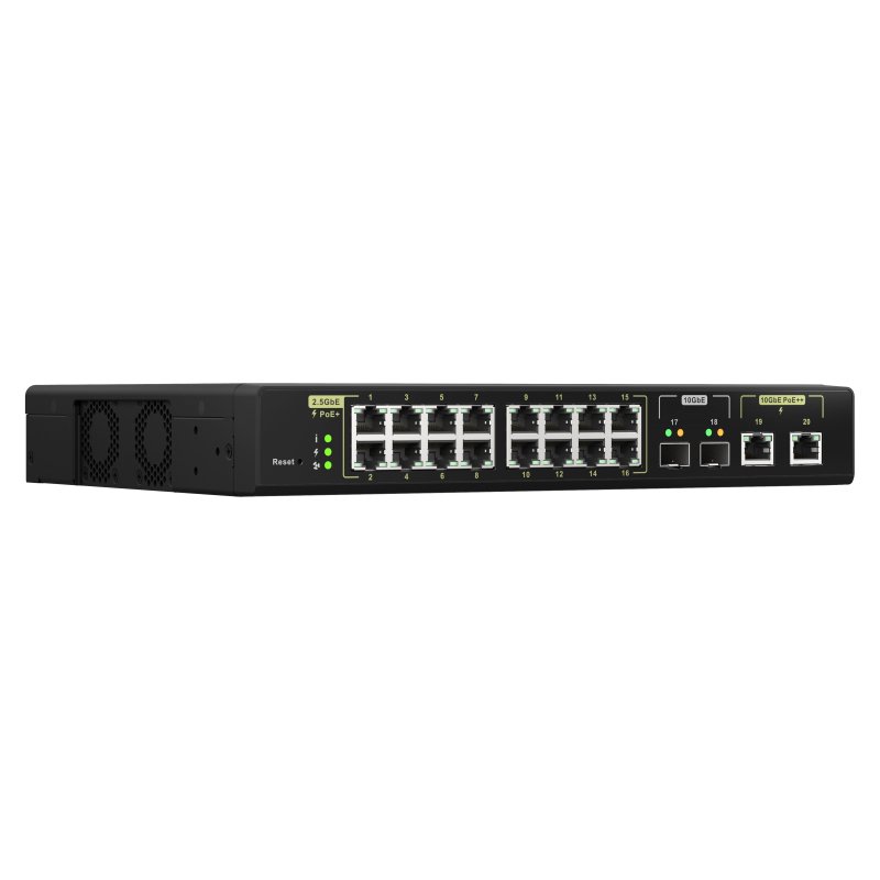 QNAP QSW-M2116P-2T2S network switch Managed L2 2.5G Ethernet Power over Ethernet (PoE) Black