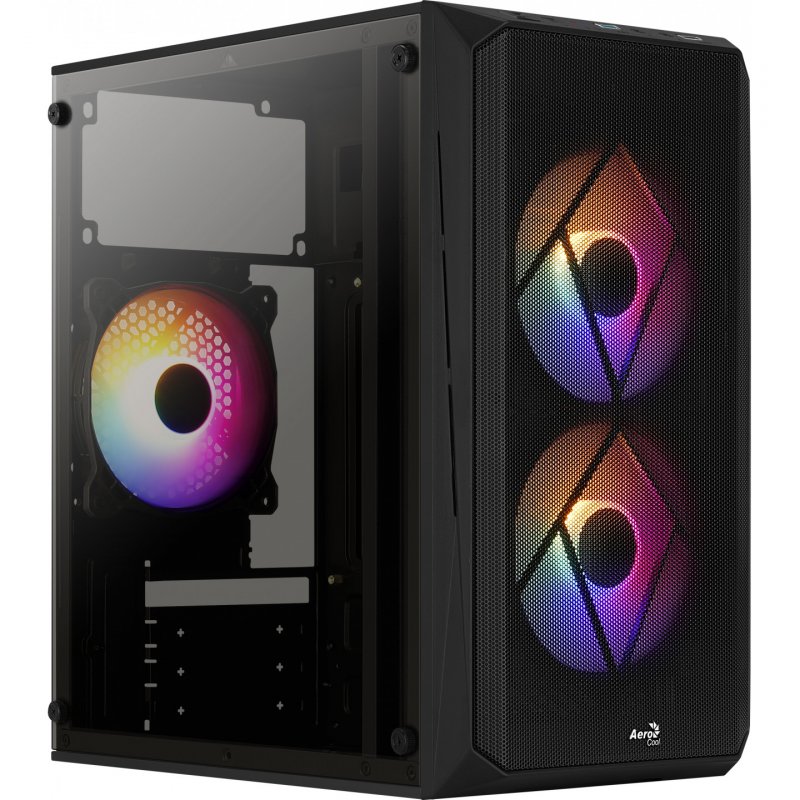 Boitier Mini Tour Micro ATX AeroCool compatible CS-107 RGB avec panneau vitré (Noir)