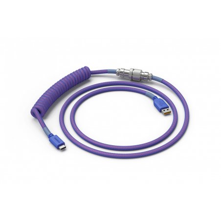 Glorious PC Gaming Race compatible Coiled Cable Nebula, USB-C auf USB-A Spiralkabel - 1,37m, violett