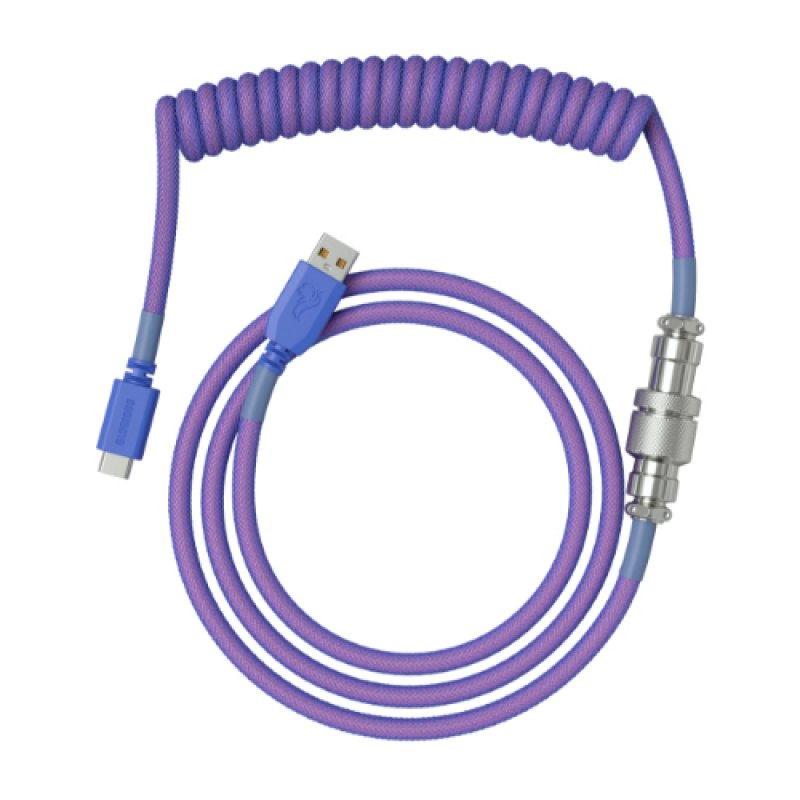 Glorious PC Gaming Race compatible Coiled Cable Nebula, USB-C auf USB-A Spiralkabel - 1,37m, violett
