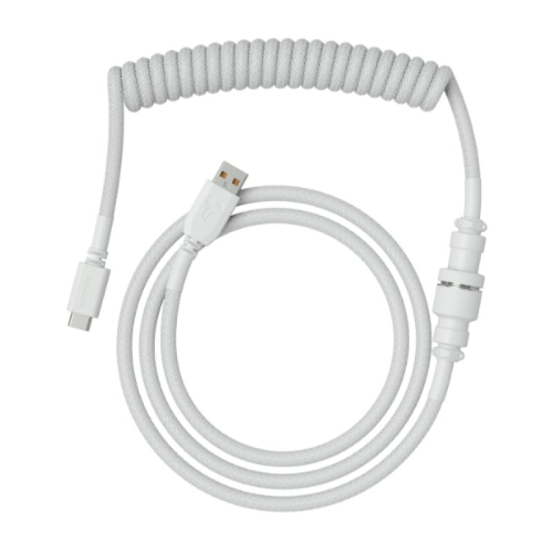 Glorious PC Gaming Race compatible Coiled Cable Ghost White, USB-C auf USB-A Spiralkabel - 1,37m, weiß