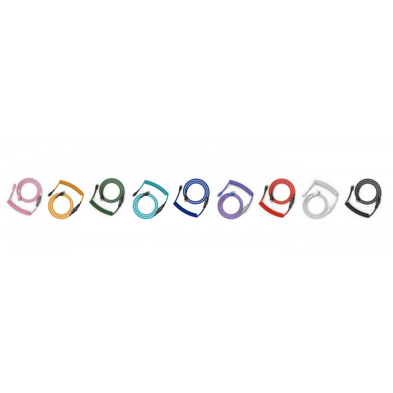 Glorious PC Gaming Race compatible Coiled Cable Ghost White, USB-C auf USB-A Spiralkabel - 1,37m, weiß