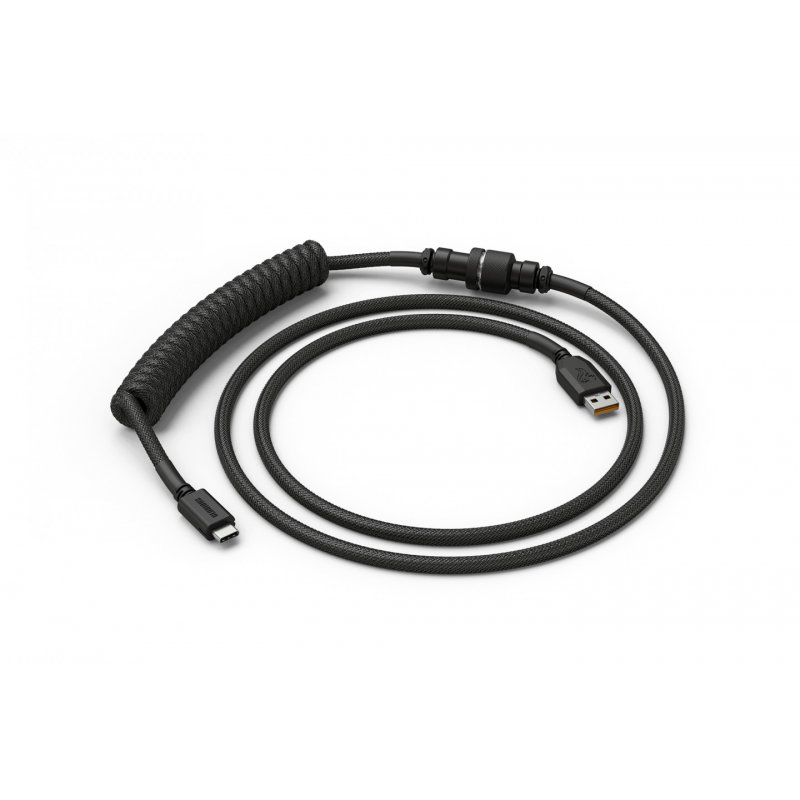 Glorious PC Gaming Race compatible Coiled Cable Phantom Black, USB-C auf USB-A Spiralkabel - 1,37m, schwarz