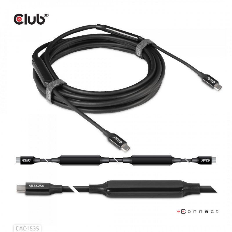 CLUB3D USB 3.2 Gen2 Type C to C Active Bi-directional Cable 8K60Hz M/M 5m/16.4ft