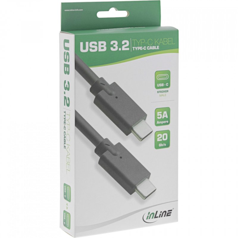 InLine compatible USB 3.2 Gen.2 Kabel, USB Typ-C Stecker/Stecker, 0,5m - schwarz