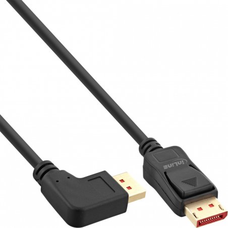InLine compatible 8K (FUHD) DisplayPort Kabel, links gewinkelt, schwarz - 1m
