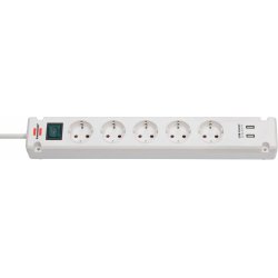 Brennenstuhl compatible Bremounta Steckdosenleiste, 5-fach, USB-Ladefunktion - weiß