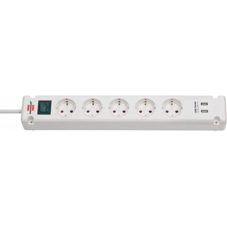 Brennenstuhl compatible Bremounta Steckdosenleiste, 5-fach, USB-Ladefunktion - weiß