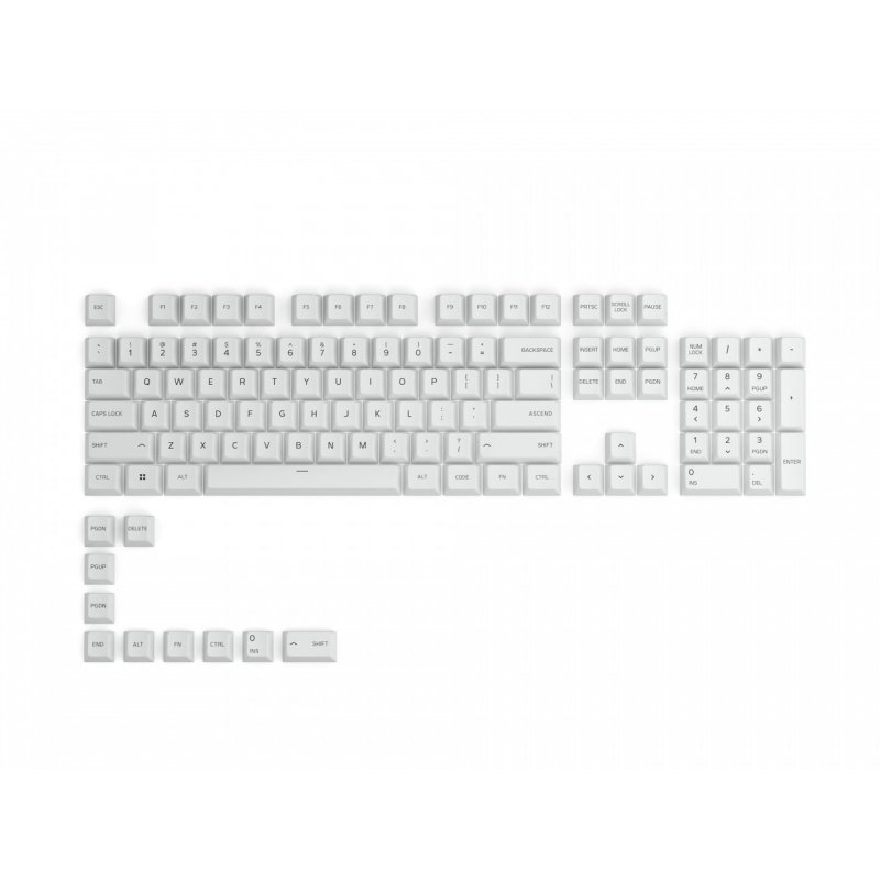 Glorious PC Gaming Race compatible GPBT Keycaps - 114 PBT Tastenkappen, ANSI, US-Layout, Arctic White
