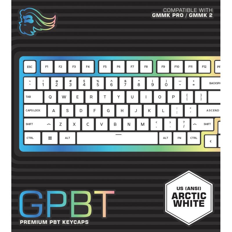 Glorious PC Gaming Race compatible GPBT Keycaps - 114 PBT Tastenkappen, ANSI, US-Layout, Arctic White