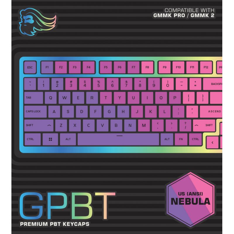 Glorious PC Gaming Race compatible GPBT Keycaps - 114 PBT Tastenkappen, ANSI, US-Layout, Nebula