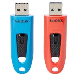 ULTRA 64GB USB 3.0 FLASH DRIVE 130MB/S READ TWIN PACK (BLUE AND
