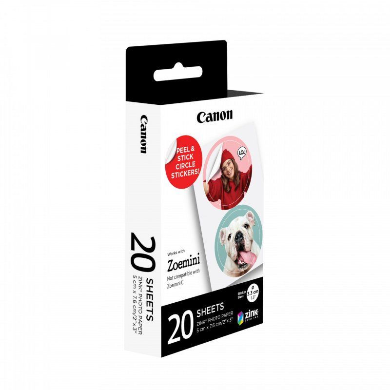 Canon Pack d'autocollants ronds prédécoupés 33 mm ZINK™, 20 feuilles