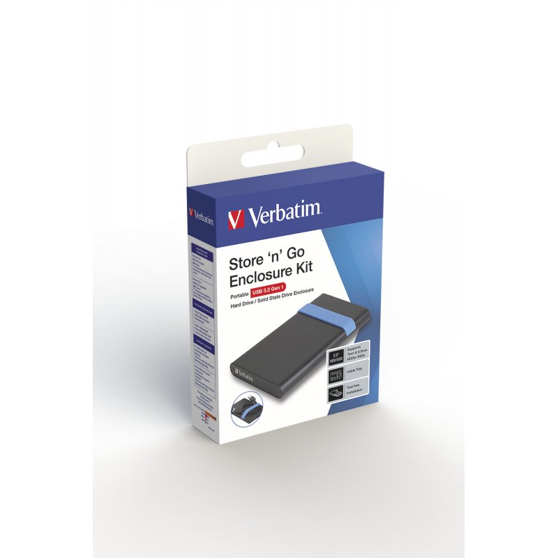 Verbatim Store'N'Go Enclosure Kit Boîtier disque dur/SSD Noir, Bleu 2.5"