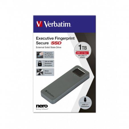 Verbatim compatible Fingerprint Secure SSD USB 3.2