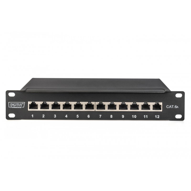 Digitus CAT 6A Patch Panel, shielded, 12-Port, 1HE, 10", black