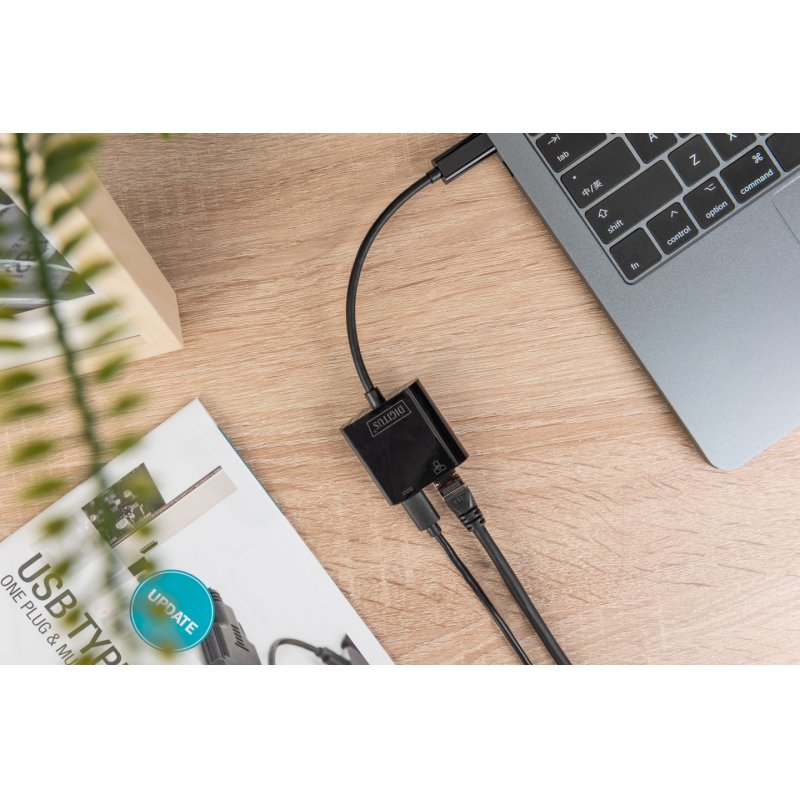 DIGITUS DN-3027 - Netzwerkadapter - USB-C - Gigabit Ethernet + USB-C