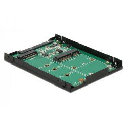 Delock compatible 2.5" Converter SATA 22 pin  1 x M.2 key B + 1 x mSATA - 9.5 mm - Speicher-Controller - M.2 Card / mSA