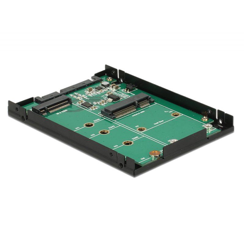 Delock compatible 2.5" Converter SATA 22 pin  1 x M.2 key B + 1 x mSATA - 9.5 mm - Speicher-Controller - M.2 Card / mSA