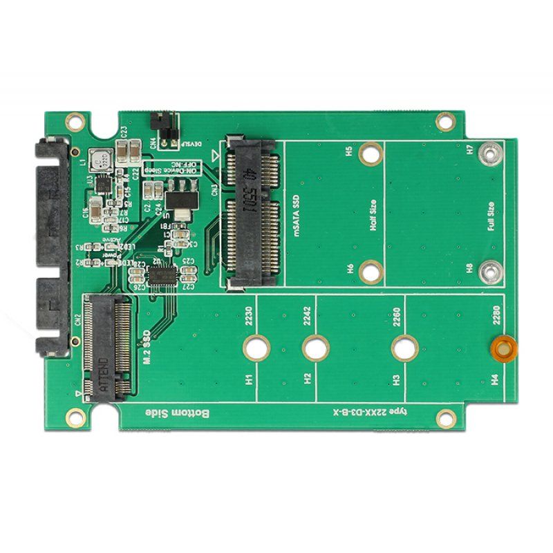 Delock compatible 2.5" Converter SATA 22 pin  1 x M.2 key B + 1 x mSATA - 9.5 mm - Speicher-Controller - M.2 Card / mSA
