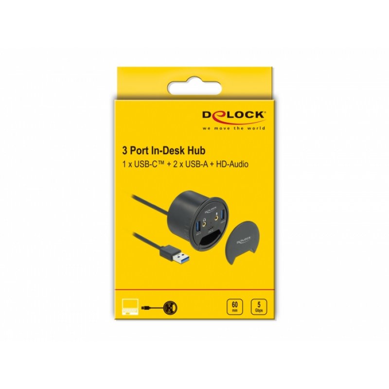 Delock compatible In-Desk Hub - Hub - 3 Anschlüsse