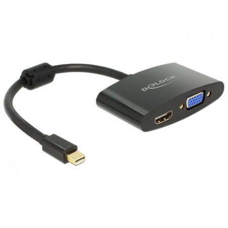 DeLOCK 65553 câble vidéo et adaptateur 0,18 m Mini DisplayPort HDMI + VGA (D-Sub) Noir