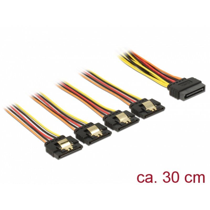 DeLOCK 60157 câble SATA 0,3 m SATA 15 broches 4 x SATA 15 broches Multicolore
