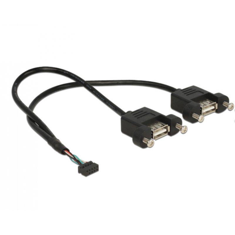 DeLOCK 84832 câble USB 0,25 m USB 2.0 2 x USB A Noir