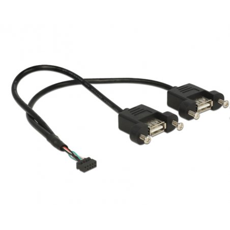 DeLOCK 84832 câble USB 0,25 m USB 2.0 2 x USB A Noir