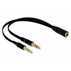 DeLOCK 65967 audio cable 0.2 m 3.5mm 2 x 3.5mm Black