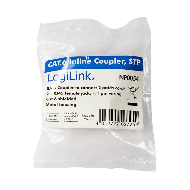 LogiLink NP0054 cable gender changer RJ45 Grey