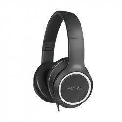 LogiLink HS0053 écouteur/casque Avec fil Arceau Appels/Musique Noir, Argent