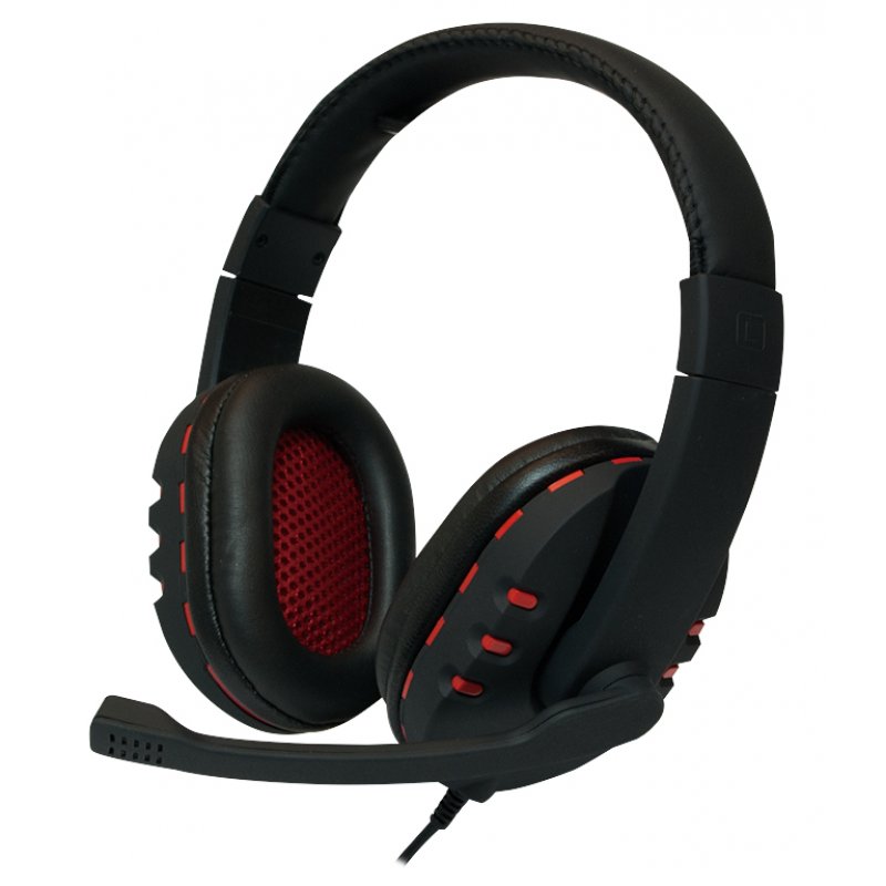 LogiLink HS0033 écouteur/casque Avec fil Arceau Appels/Musique Noir, Rouge