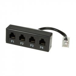 LogiLink 0.1m RJ45/4xRJ11 telephone splitter Black