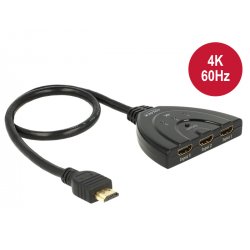 Delock compatible HDMI UHD Switch 3 x HDMI in  1 x HDMI out 4K - Video/Audio-Schalter - 3 Anschlüsse