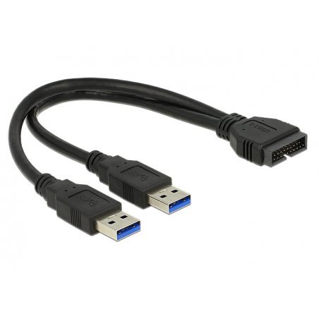 DeLOCK 0.25m USB3.0/2xUSB3.0 USB cable USB 3.2 Gen 1 (3.1 Gen 1) 2 x USB A Black
