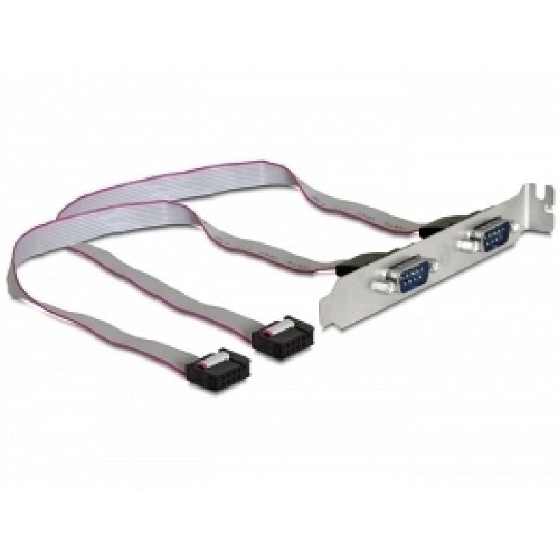 Delock compatible Slotbracket  2x serial - serielles Bedienfeld - 9-poliger serieller Kopf bis DB-9 - 27 cm