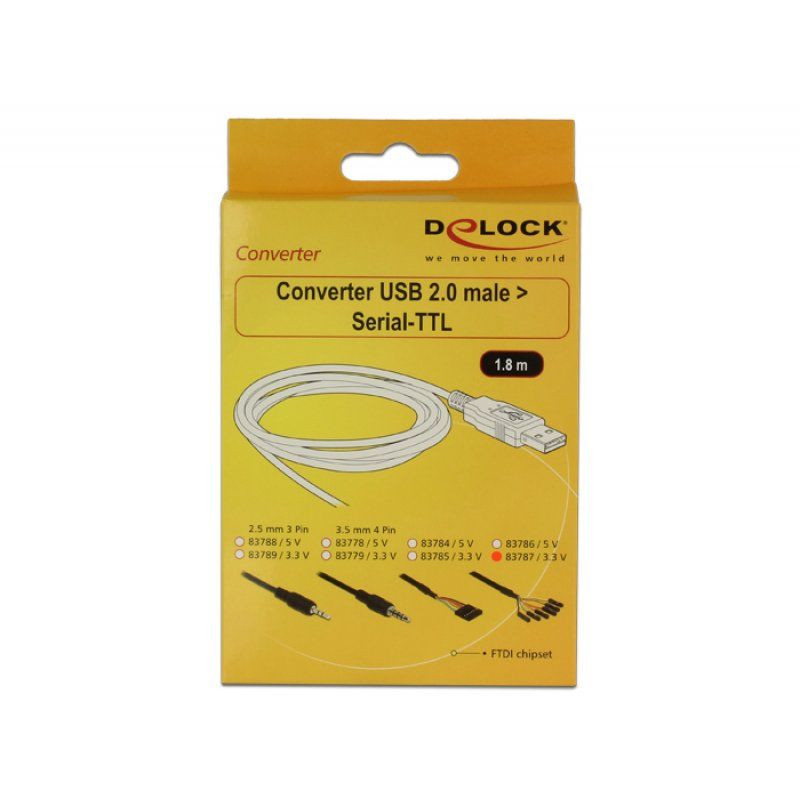 Delock compatible Converter USB 2.0  Serial-TTL 6 pin pin header connector individually 1.8 m (3.3 V) - Serieller Adapt