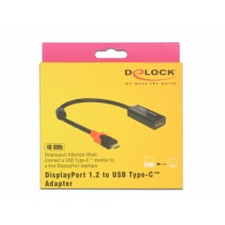 DeLOCK 63928 video cable adapter 0.2 m USB Type-C DisplayPort 20 pin Black, Red