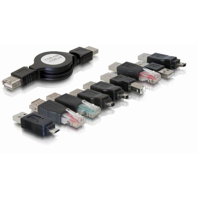 DeLOCK USB adapter kit 10 parts Noir