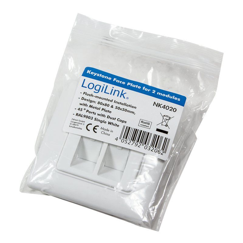 LogiLink NK4020 prise de courant 2 x RJ-45 Blanc