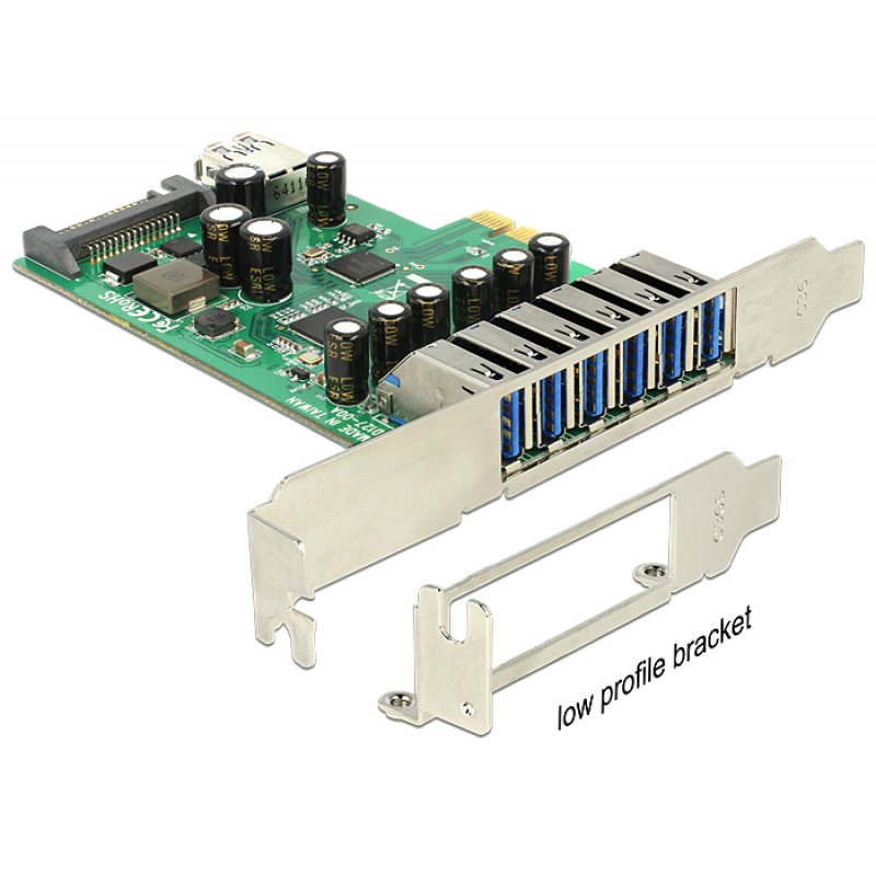 Delock compatible PCI Express Card  6 x extern + 1 x intern USB 3.0 - USB-Adapter - PCIe 2.0 - USB 3.0 x 7