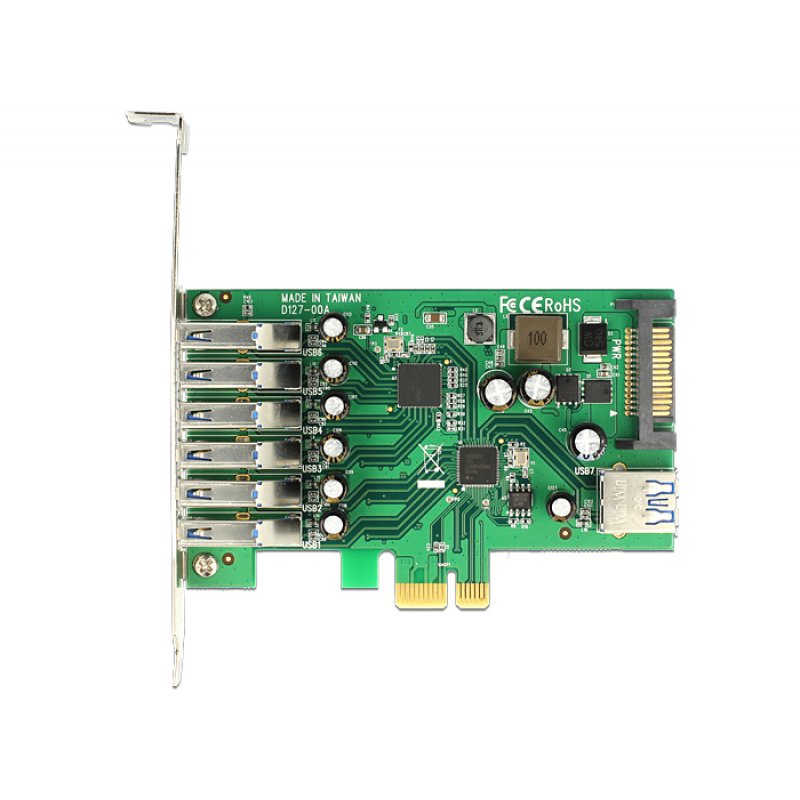Delock compatible PCI Express Card  6 x extern + 1 x intern USB 3.0 - USB-Adapter - PCIe 2.0 - USB 3.0 x 7