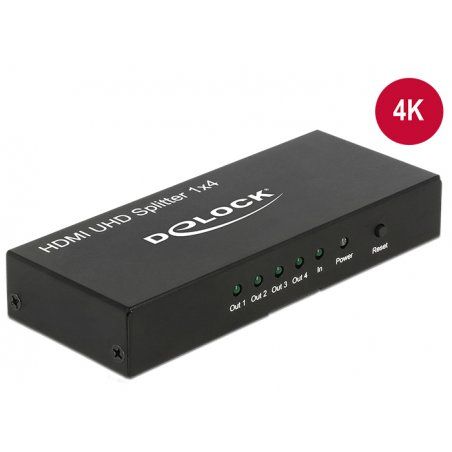 Delock compatible HDMI UHD Splitter 1 x HDMI in  4 x HDMI out 4K - Video-/Audio-Splitter - 4 Anschlüsse