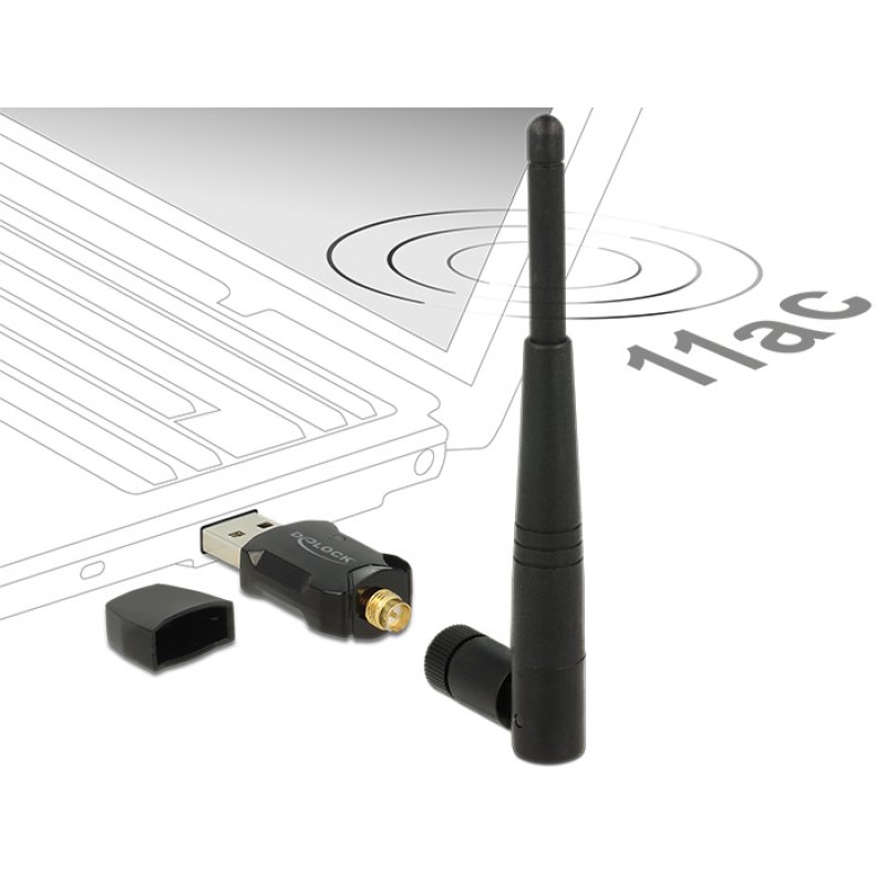 Delock compatible USB 2.0 Dual Band WLAN ac/a/b/g/n Stick - Netzwerkadapter - USB 2.0