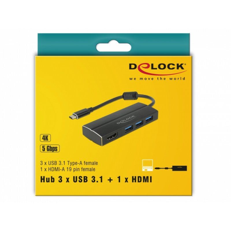DeLOCK 63931 notebook dock/port replicator USB 3.2 Gen 1 (3.1 Gen 1) Type-C Black