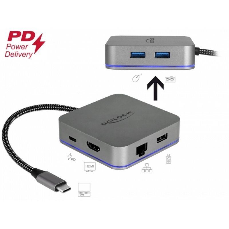 Delock compatible USB Type-C Docking Station for Mobile Devices - Dockingstation - USB-C - HDMI - GigE