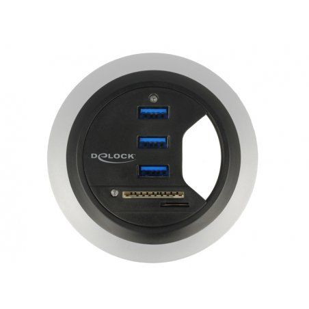 Delock compatible In-Desk Hub 3 Port USB 3.0 + 2 Slot SD Card Reader - Hub - 3 Anschlüsse